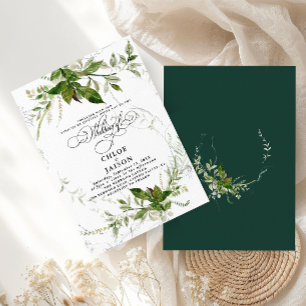 Greenery Botanicals Watercolor Calligraphy Wedding Invitation