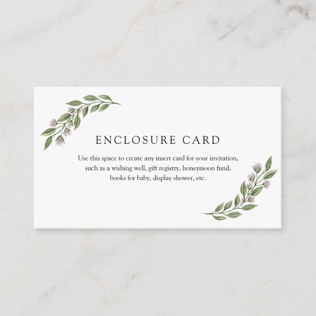 Greenery Branch and Lavender Enclosure Card (Front)