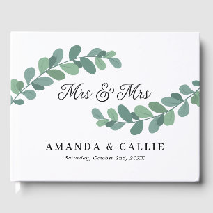 Greenery Branches Mrs & Mrs Lesbian Wedding Guest Book