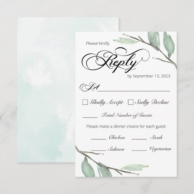 Greenery Branches RSVP Card (Front/Back)