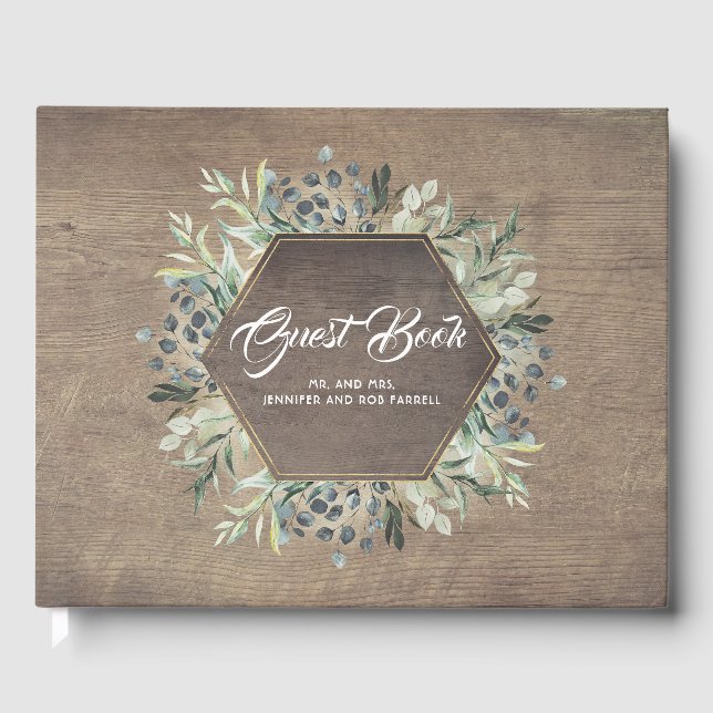 Greenery Branches Rustic Country Wedding Guest Book (Front)