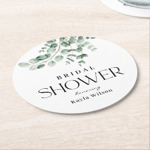 Greenery Bridal Shower Baby Shower Coed Shower Round Paper Coaster