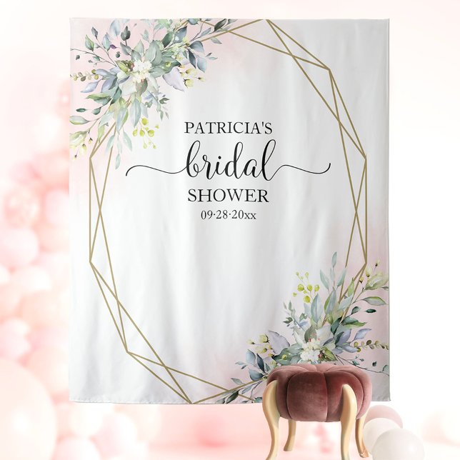 Greenery Bridal Shower Backdrop Photo Prop Tapestry (Creator Uploaded)