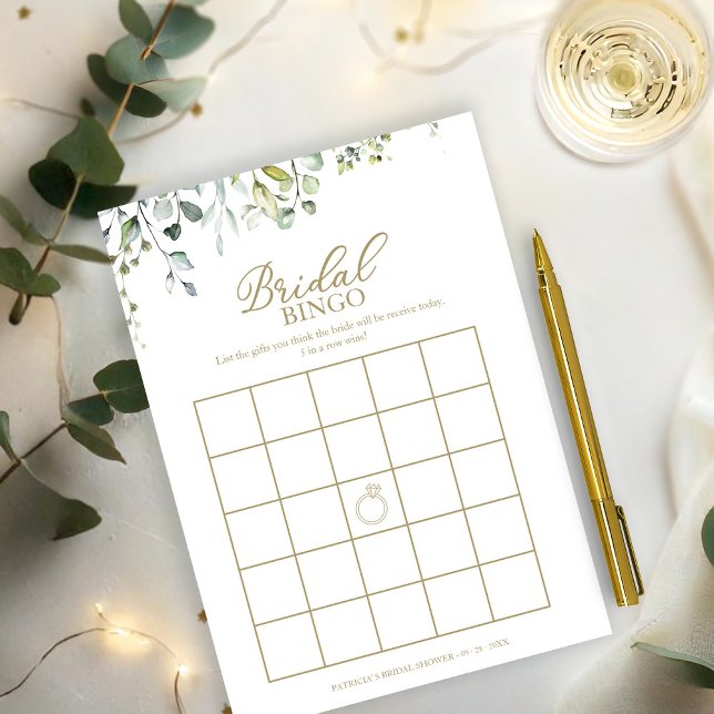 Greenery Bridal Shower Bingo Game Invitation (Creator Uploaded)