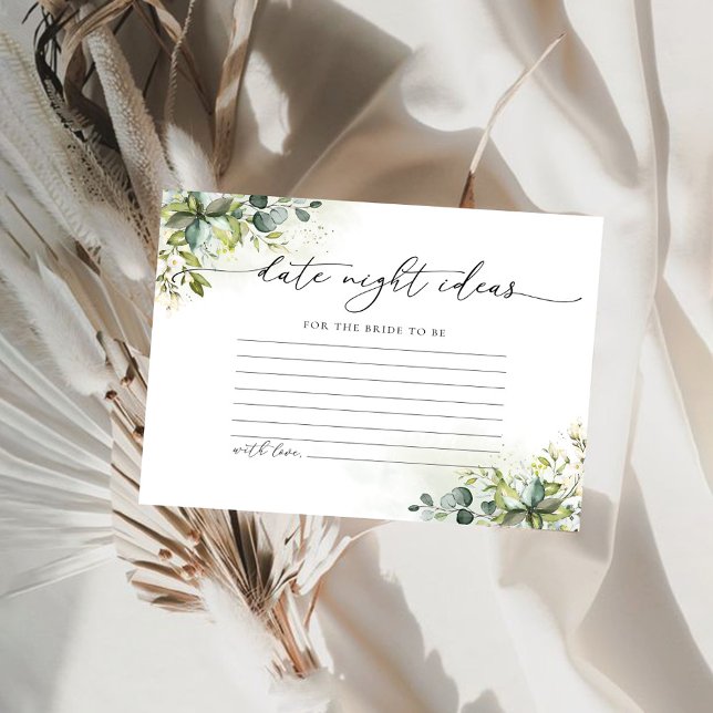 Greenery Bridal Shower Date Night Ideas Card (Creator Uploaded)
