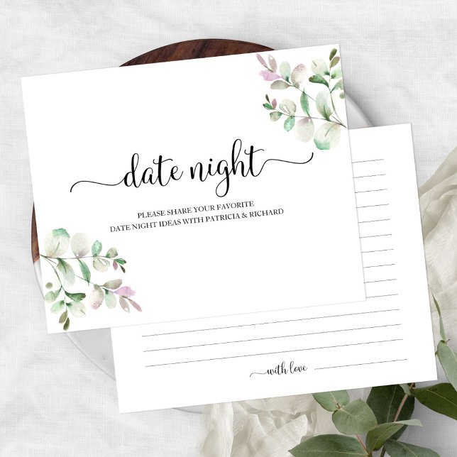 Greenery Bridal Shower Date Night Jar Cards (Creator Uploaded)