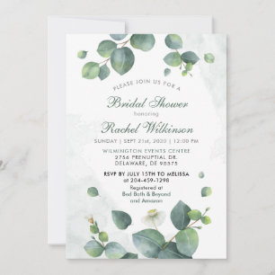 Greenery Bridal Shower Eucalyptus Succulent Invitation