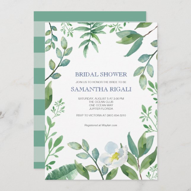 Greenery Bridal Shower Invitation (Front/Back)