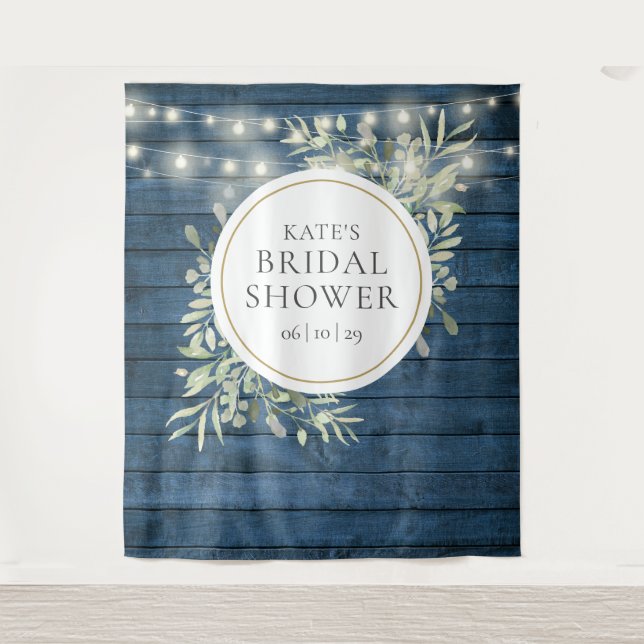 Greenery Bridal Shower Photo Booth Backdrop Tapestry (Front)