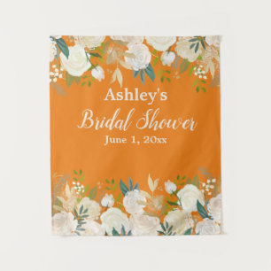 Greenery Bridal Shower Photo Booth Orange Prop Tapestry