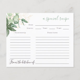 Greenery Bridal Shower Recipe Card