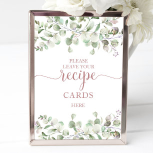 Greenery Bridal Shower Recipe Cards Sign