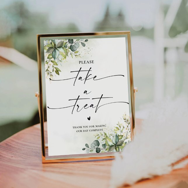 Greenery Bridal Shower Take A Treat Sign (Creator Uploaded)