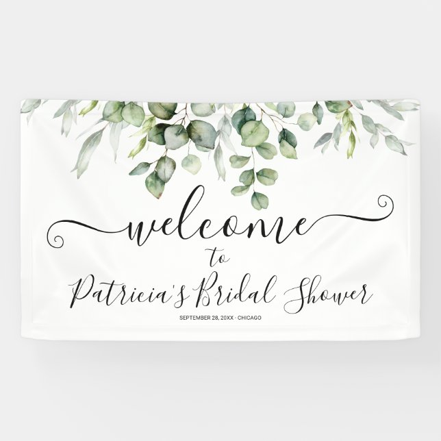 Greenery Bridal Shower Welcome Sign Banner (Horizontal)