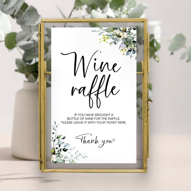 Greenery Bridal Shower Wine Raffle Game Sign (Creator Uploaded)