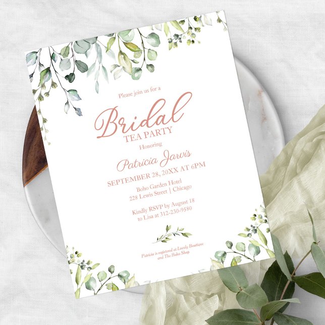 Greenery Bridal Tea Party Budget Invitations (Creator Uploaded)