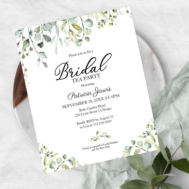 Greenery Bridal Tea Party Budget Invitations (Creator Uploaded)