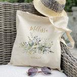Greenery Bridesmaid Wedding Tote Bag<br><div class="desc">Click “Personalise this template” will allow you to customise further. You can change the font size,  font colour and more! Be sure to check out 1000  matching items in our shop :) gold wedding,  green wedding,  greenery wedding,  botantical wedding,  bridesmaid,  maid of honour,  bride</div>