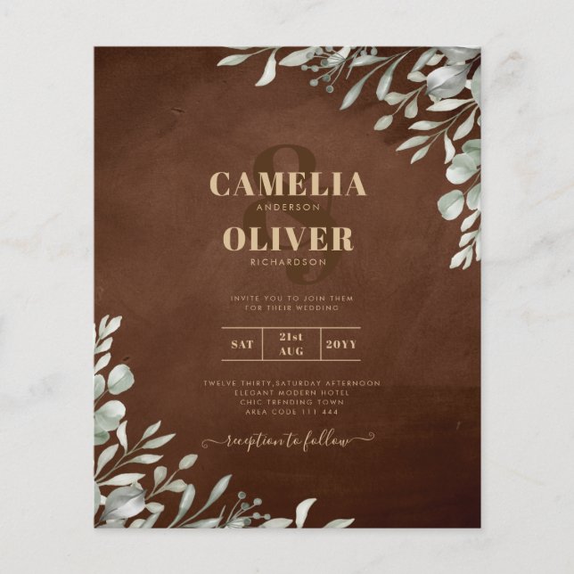 Greenery Brown Wedding Fall Winter Flyer (Front)