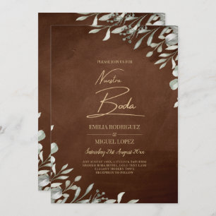 Greenery Brown Wedding Fall Winter Invitation
