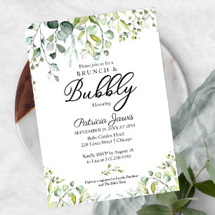 Greenery Brunch And Bubbly Bridal Shower Invitation