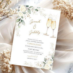 Greenery Brunch Bubbly Bridal Shower Invitation