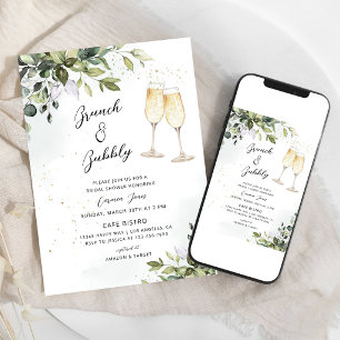 Greenery Brunch Bubbly Bridal Shower Invitation