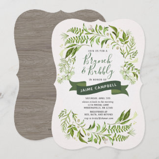 Greenery Brunch & Bubbly Bridal Shower Invitation