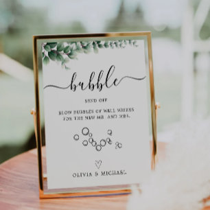 Greenery Bubble Send Off Sign, Wedding Sign, Pedestal Sign