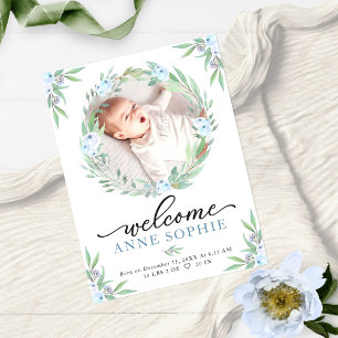 Greenery Budget Birth Announcement Thank You Card