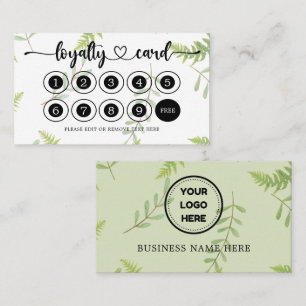 Greenery Business Logo Store Salon Coffee Shop Loyalty Card