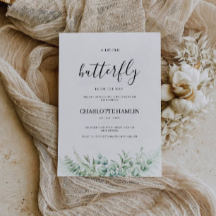 Greenery Butterfly Baby Shower Invitation, Invitation