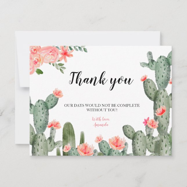 Greenery Cactus Thank you card (Front)