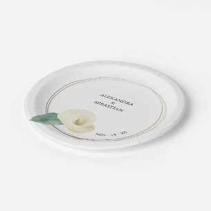 Greenery Calla Lily Wedding Paper Plate