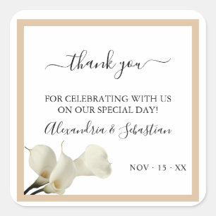 Greenery Calla Lily Wedding Thank You Square Sticker