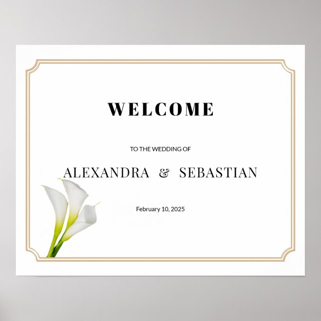 Greenery Calla Lily Wedding Welcome Sign (Front)