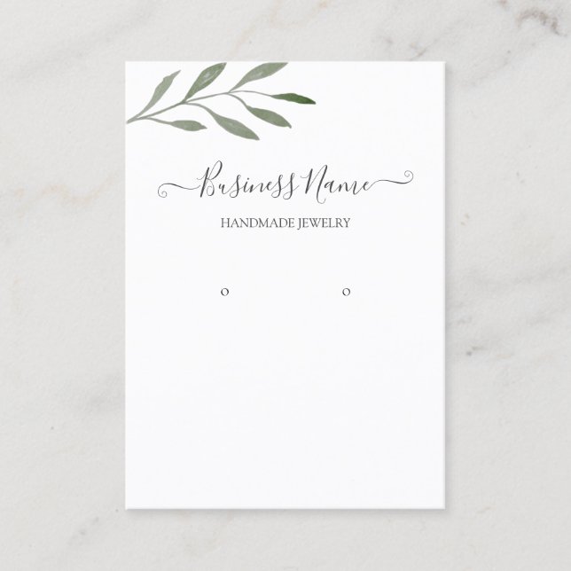 Greenery Calligraphy Earring Jewellery Display Business Card (Front)