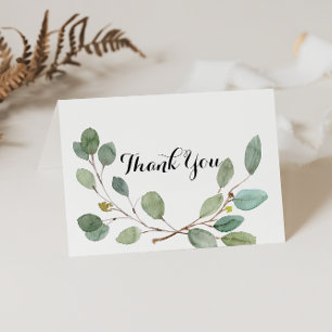 Greenery Calligraphy Folded Wedding Thank You Card