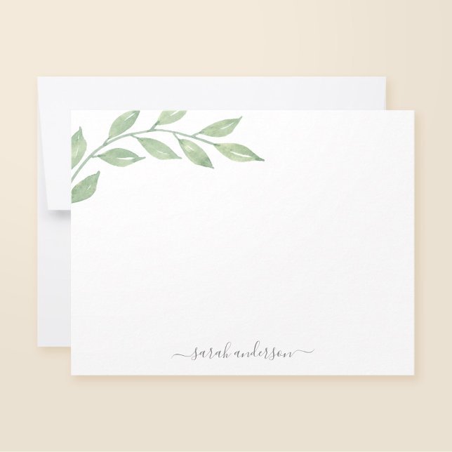 Greenery Calligraphy Personalised Stationery Card (Creator Uploaded)