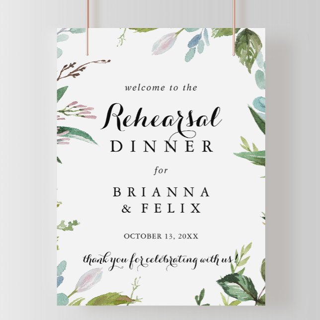 Greenery Calligraphy Rehearsal Dinner Welcome Sign (Creator Uploaded)