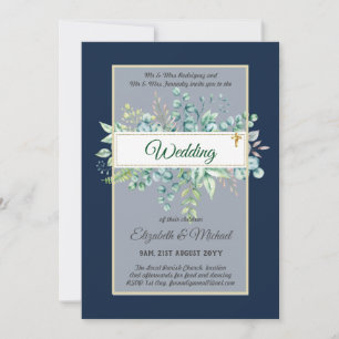 Greenery CATHOLIC Wedding Christian Budget Modern Invitation