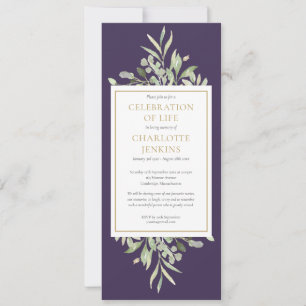 Greenery Celebration of Life Funeral Service  Invitation