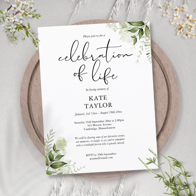 Greenery Celebration of Life Memorial Invitation (Greenery Celebration of Life Memorial Invitation)