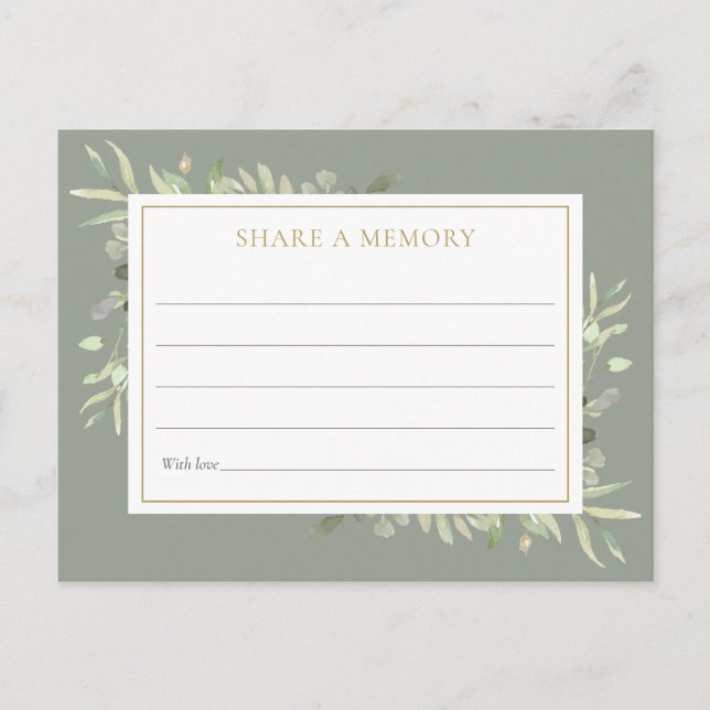 Greenery Celebration of Life Share A Memory Card (Front)