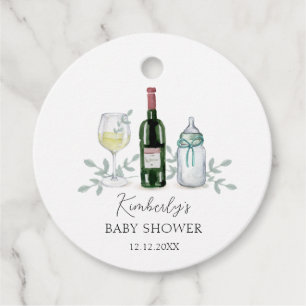 Greenery Champagne Sip & See Baby Shower Favour Tags