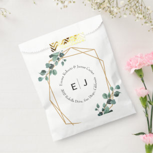 Greenery Chic Monogram Favour Boxes Bags