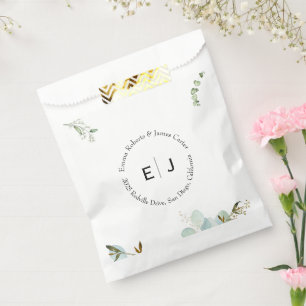 Greenery Chic Monogram Favour Boxes Bags