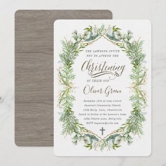 Greenery Christening invitation