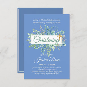 Greenery Christening Invites Baptism Bautizo Leafy