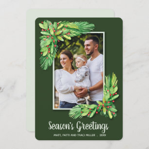 Greenery Christmas Photo Holiday Card